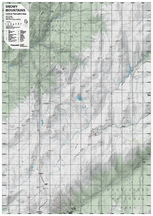 Topograph Snowy Mountains Outdoor Recreation Map