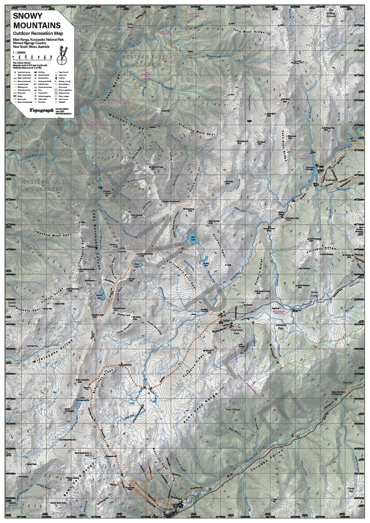 Topograph Snowy Mountains Outdoor Recreation Map