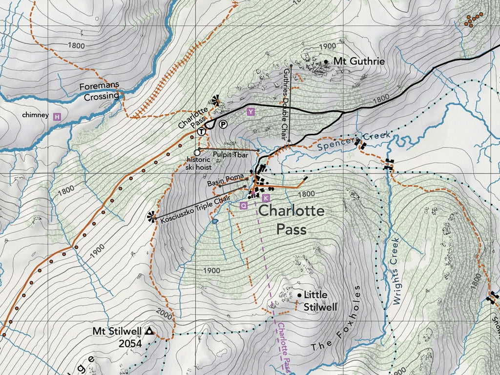 Topograph Snowy Mountains Outdoor Recreation Map