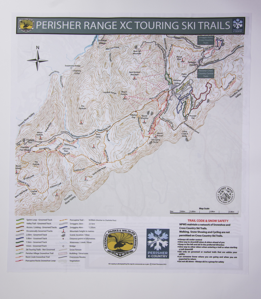 Perisher XC Ski Trails Cloth Map