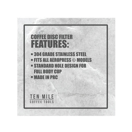 Ten Mile Stainless Steel Filter for AeroPress & DelterPress Coffee Makers
